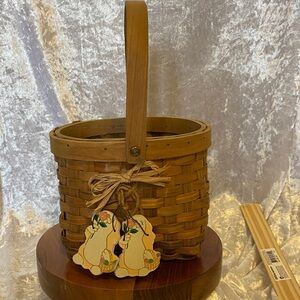 Woven Picnic Basket with Bunny Tag Accent